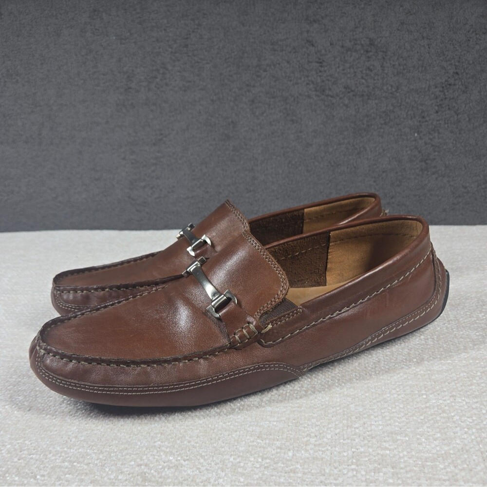 Clarks Men's Loafer 10.5 Brown Leather Driving Moccasins Horsebit Old Money Shoe - Picture 4 of 14